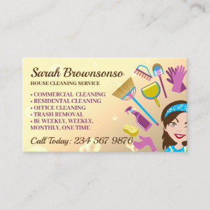 Carte De Visite Service de nettoyage de maison de Yellow Bubble Ja
