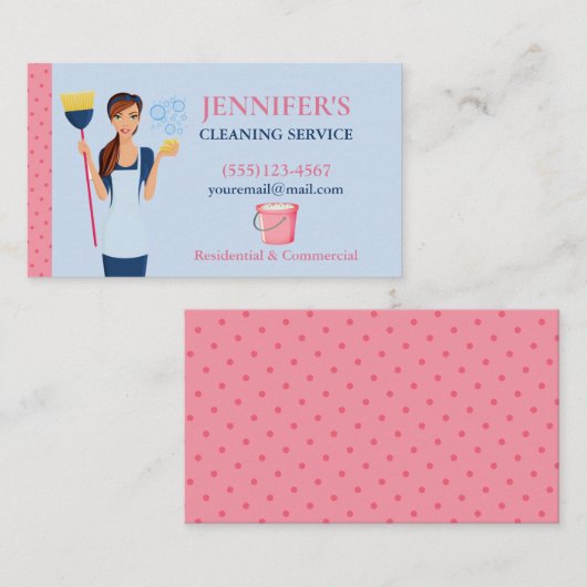 Carte De Visite Service De Nettoyage De Maison D'Entretien De Poin (Devant / Derrière)