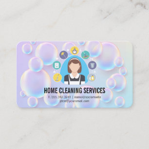 Carte De Visite Service de nettoyage de maison   Icônes de nettoya
