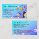 Carte De Visite Service De Nettoyage De Maison Janitorial De Bubbl (Devant / Derrière)