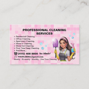 Carte De Visite Service De Nettoyage De Maison Janitorial Rose