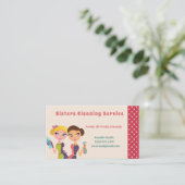 Carte De Visite Service De Nettoyage De Maison Maid De Cute Polka  (Debout devant)