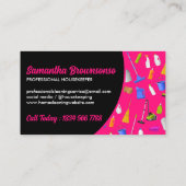 Carte De Visite Service De Nettoyage De Maison Moderne Neon Pink (Dos)