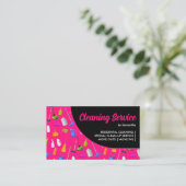 Carte De Visite Service De Nettoyage De Maison Moderne Neon Pink (Debout devant)