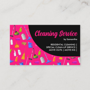 Carte De Visite Service De Nettoyage De Maison Moderne Neon Pink