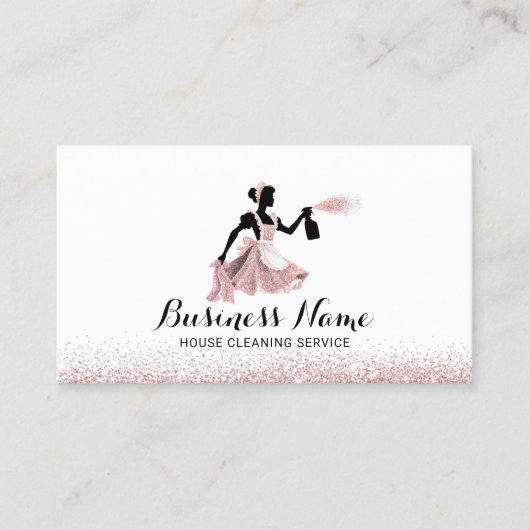 Carte De Visite Service de nettoyage de maison moderne Rose Partie (Devant)