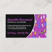 Carte De Visite Service de nettoyage de maison moderne violet noir (Dos)