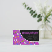 Carte De Visite Service de nettoyage de maison moderne violet noir (Debout devant)