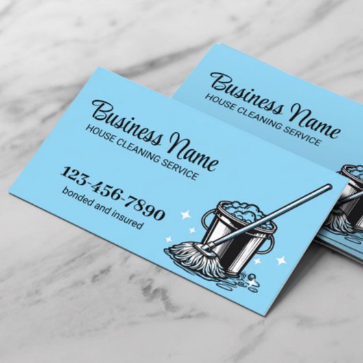 Carte De Visite Service de nettoyage de maison professionnel bleu 
