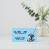 Carte De Visite Service de nettoyage de maison professionnel bleu  (Debout devant)
