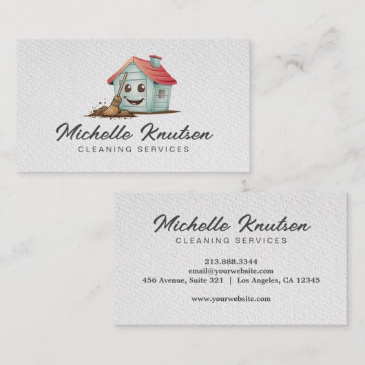 Carte De Visite Service de nettoyage de maison professionnel Entre (Devant / Derrière)