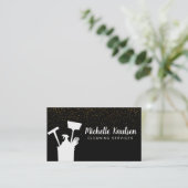 Carte De Visite Service de nettoyage de maison professionnel noir (Debout devant)