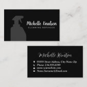 Carte De Visite Service de nettoyage de maison professionnel noir  (Devant / Derrière)