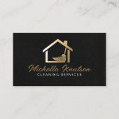 Carte De Visite Service de nettoyage de maison professionnel noir  (Devant)