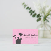 Carte De Visite Service de nettoyage de maison professionnel rose  (Debout devant)