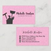 Carte De Visite Service de nettoyage de maison professionnel rose  (Devant / Derrière)