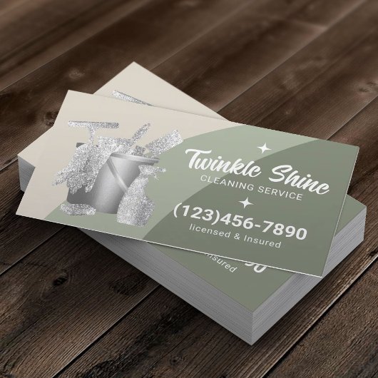Carte De Visite Service de nettoyage de maison professionnel Vert