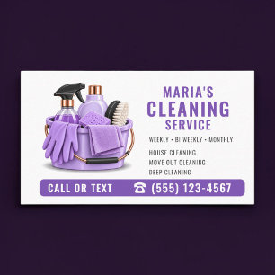 Carte De Visite Service de nettoyage de maison Purple Maid Profess