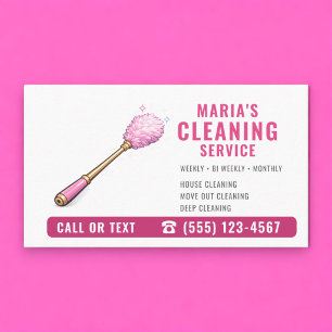 Carte De Visite Service de nettoyage de maison Rose