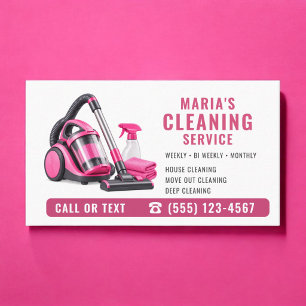 Carte De Visite Service de nettoyage de maison rose