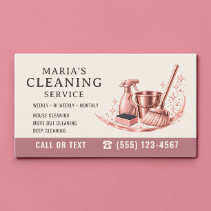 Carte De Visite Service de nettoyage de maison rose