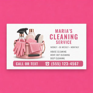Carte De Visite Service de nettoyage de maison Rose Professionnel