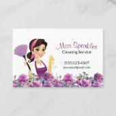 Carte De Visite Service De Nettoyage De Maisons Violet Floral (Devant)