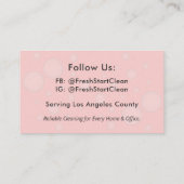 Carte De Visite Service De Nettoyage De Ménage Élégant (Dos)