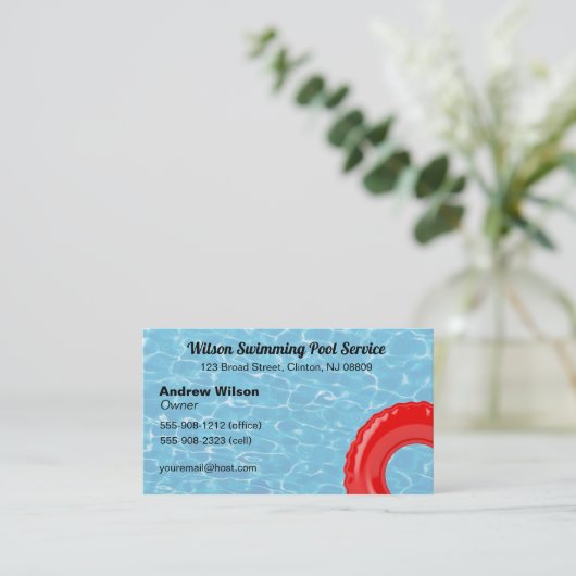 Carte De Visite Service de nettoyage de piscine et ventes (Debout devant)
