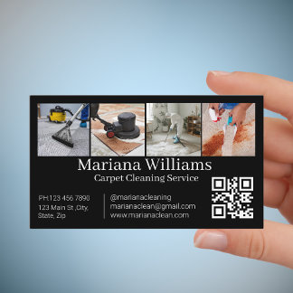 Carte De Visite service de nettoyage de tapis 4 photos code qr noi