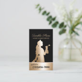 Carte De Visite Service de nettoyage des domestiques Black & Gold (Debout devant)