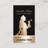 Carte De Visite Service de nettoyage des domestiques Black & Gold (Devant)