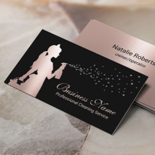 Carte De Visite Service de nettoyage des domestiques Rose Gold Hou