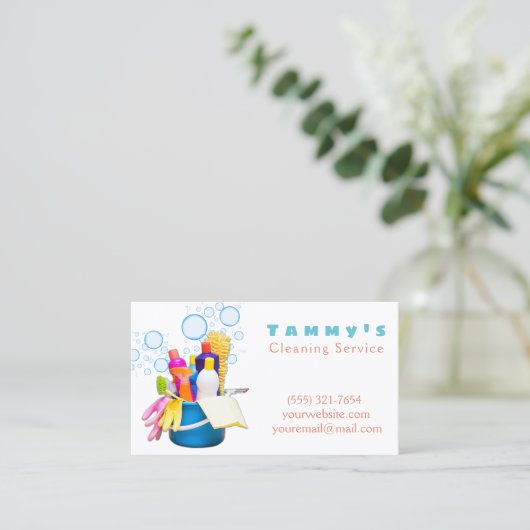 Carte De Visite Service de nettoyage des fournitures de nettoyage (Debout devant)