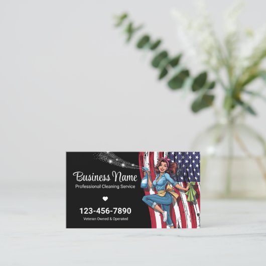 Carte De Visite Service de nettoyage des maisons appartenant à un (Debout devant)