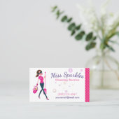 Carte De Visite Service De Nettoyage Des Maisons De Cartoon Très T (Debout devant)