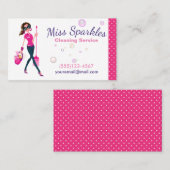 Carte De Visite Service De Nettoyage Des Maisons De Cartoon Très T (Devant / Derrière)