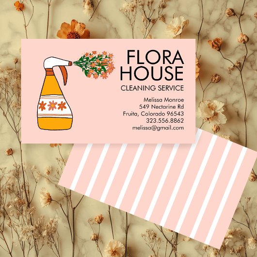 Carte De Visite Service de nettoyage des maisons florales Spray Bo