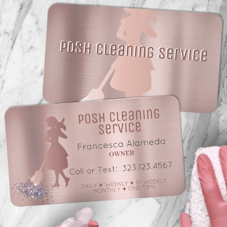 Carte De Visite Service de nettoyage des poches Gold brossé Rose m