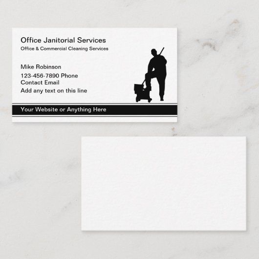 Carte De Visite Service de nettoyage d'Office Budget Simple (Devant / Derrière)