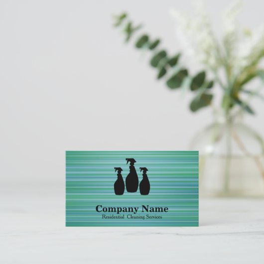 Carte De Visite Service de nettoyage élégant Bokeh (Debout devant)
