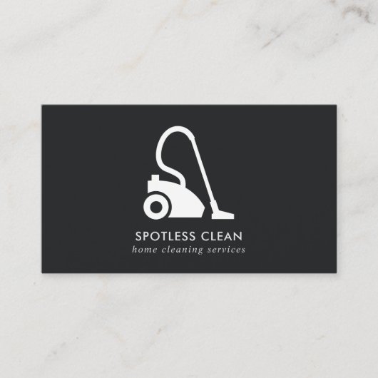 CARTE DE VISITE SERVICE DE NETTOYAGE EN VACUM SIMPLE BLANC NOIR (Devant)
