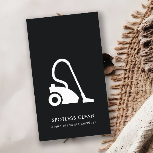 CARTE DE VISITE SERVICE DE NETTOYAGE EN VACUM SIMPLE BLANC NOIR