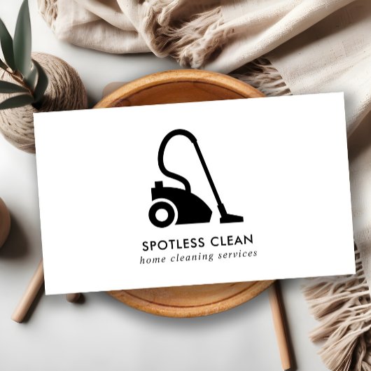 CARTE DE VISITE SERVICE DE NETTOYAGE EN VACUM SIMPLE BLANC NOIR