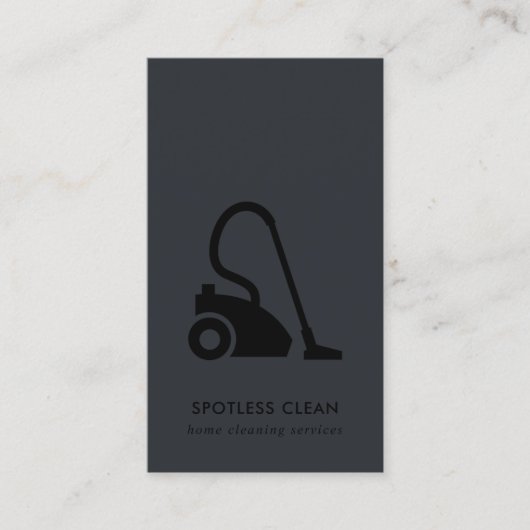 CARTE DE VISITE SERVICE DE NETTOYAGE EN VACUM SIMPLE NOIR CHIC (Devant)