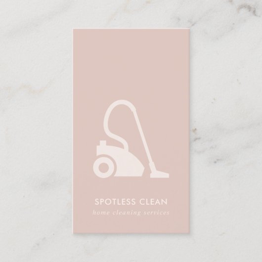 CARTE DE VISITE SERVICE DE NETTOYAGE EN VACUM SIMPLE ROSE BLANC (Devant)