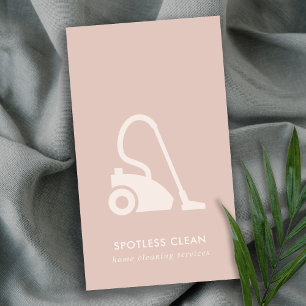 CARTE DE VISITE SERVICE DE NETTOYAGE EN VACUUM SIMPLE ROSE BLANC