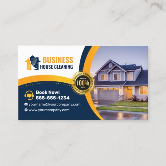 Carte De Visite Service de nettoyage extérieur BlueOrange House (Devant)