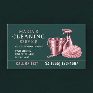 Carte De Visite Service de nettoyage Femme de ménage Maison Rose V