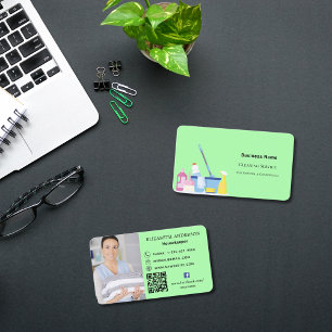 Carte De Visite Service de nettoyage feu vert photo code QR